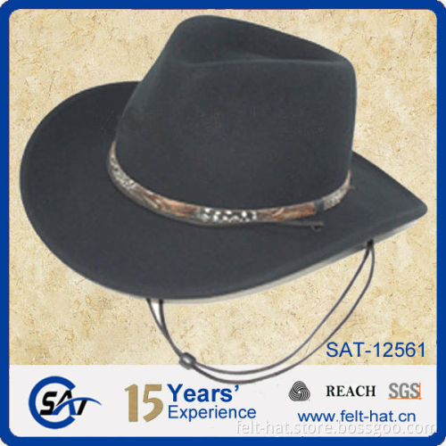 2015 fashion wool felt cowboy outdoor hat with wind break